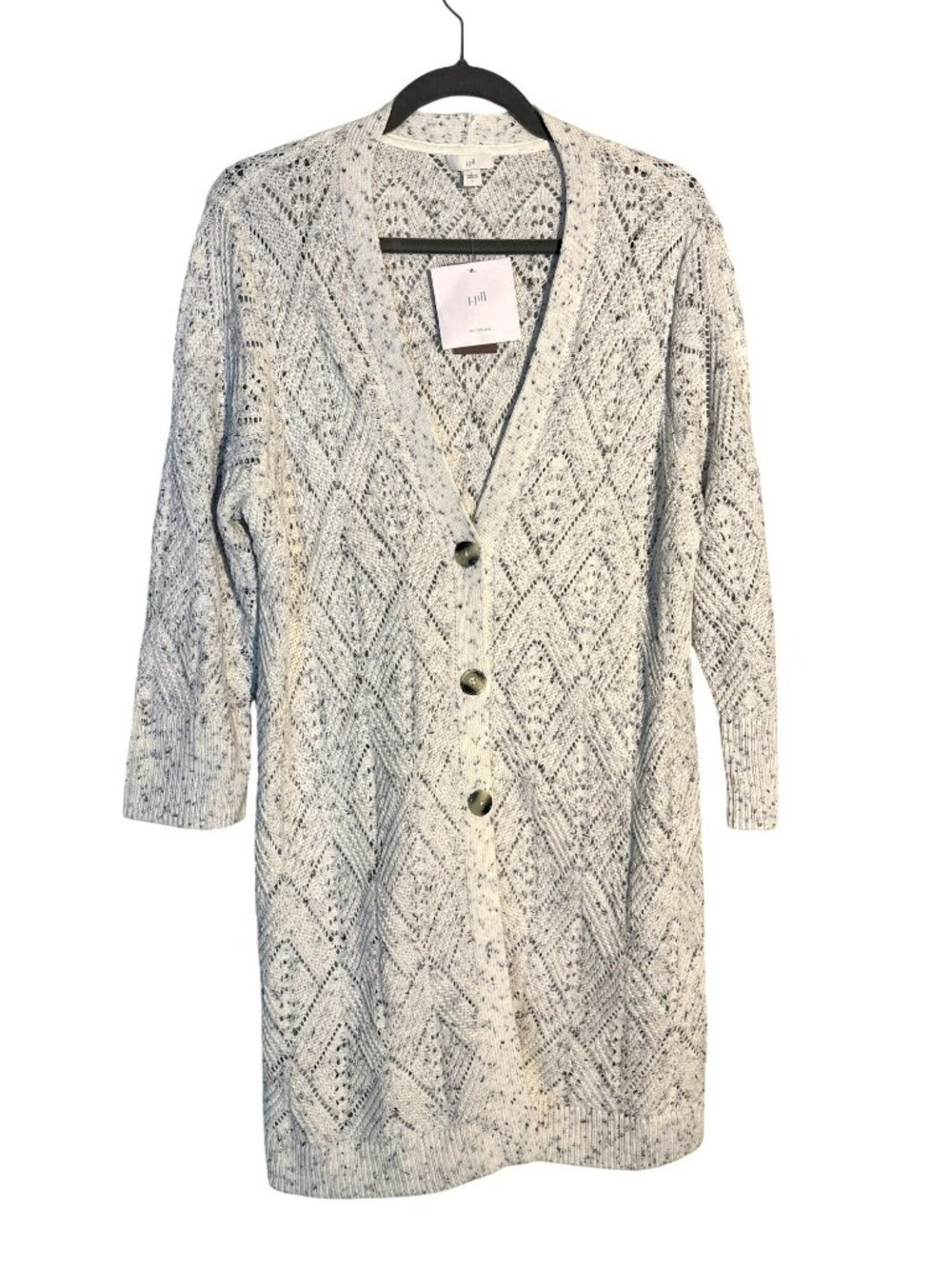 NWT J. Jill Button Front Soft Stone Multi Knit Cotton Cardigan Sweater Size L